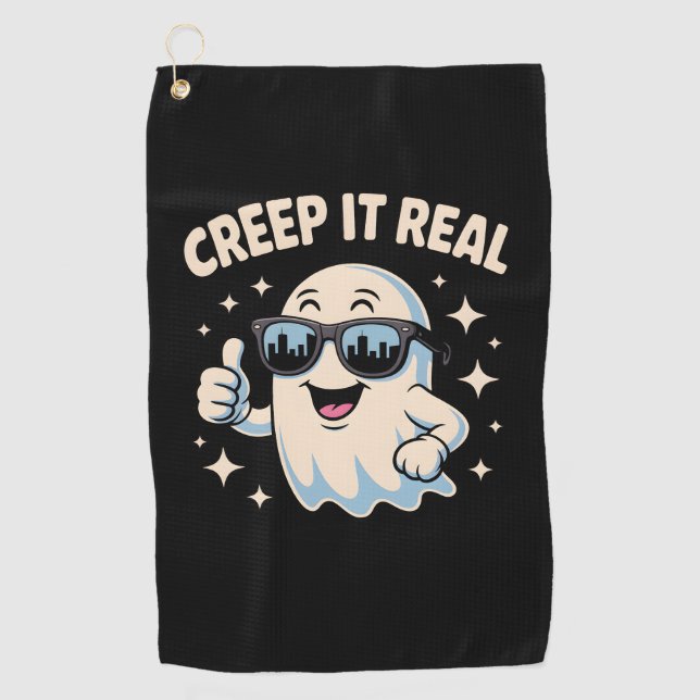 Toalla De Golf Creep It Real, lindo fantasma de Halloween (Anverso)