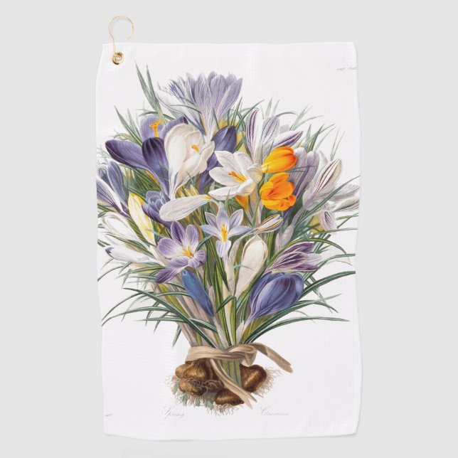 Toalla De Golf Crocus Spring Flower Botanical Floral Art (Anverso)