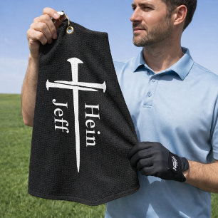 Toalla De Golf Cruz Cristiana Tres Clavos Personalizada Blanca