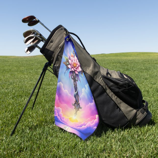 Toalla De Golf Cruz de Loto Celestial (Verde)