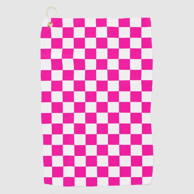 Toalla De Golf Cuadros Neon Rosa y Blanco  (Anverso)