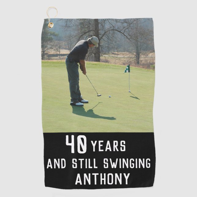 Toalla De Golf Cumpleaños Golfer Funny 40th happy Dad Par Photo (Anverso)