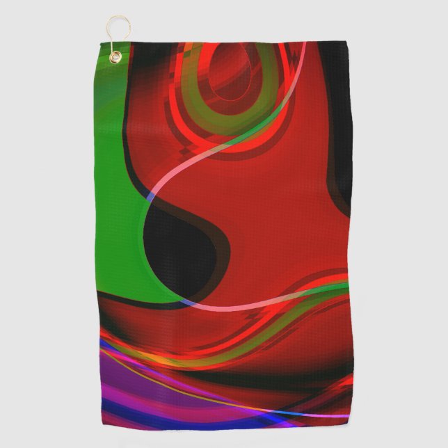 Toalla De Golf Curva de trazo con ligera superposición sobre rojo (Anverso)