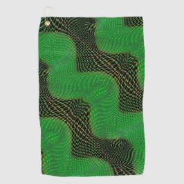 Toalla De Golf Curva verde y puntos claros sobre fondo oscuro