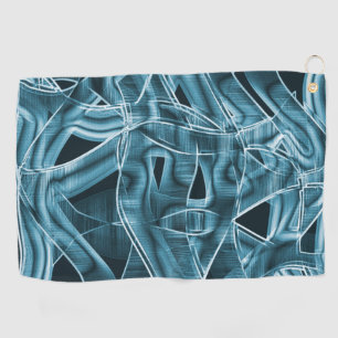 Toalla De Golf Curvas de cinta, neón azul con relieve y superposi