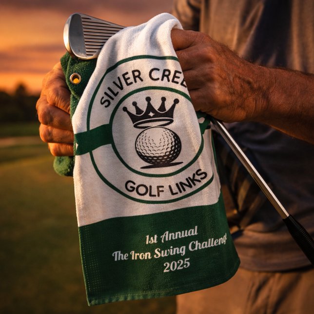 Toalla De Golf Custom Create Your Own Golf Tournament (Stylish green golf towel with premium feel, perfect for keeping clubs clean on the course.)