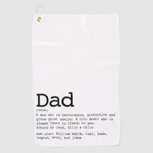 Toalla De Golf Custom Dad Definition Fun Black And White