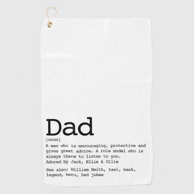 Toalla De Golf Custom Dad Definition Fun Black And White (Anverso)
