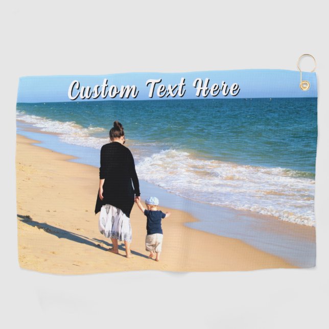 Toalla De Golf Custom Photo Golf Towel Gift Personalized Text (Horizontal)