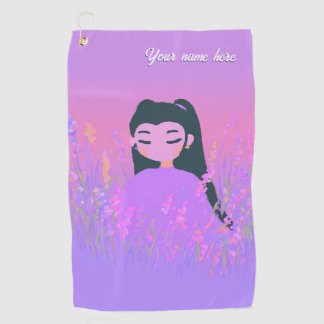 Toalla De Golf Customizable Name Golf Girl Lavender Daydream