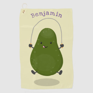 Toalla De Golf Cute aguacate salto cuerda personalizado ilustraci