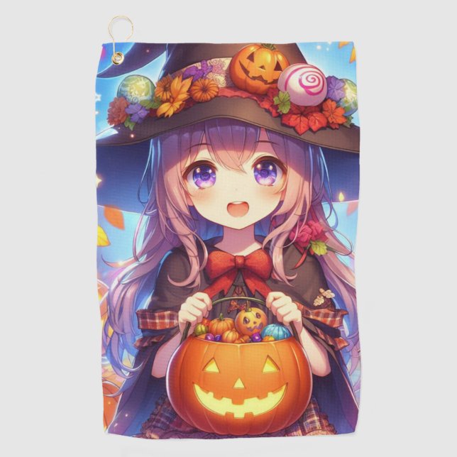 Toalla De Golf Cute Anime Halloween Witch (Anverso)