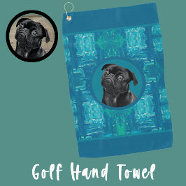 Toalla De Golf Cute Black Pug Face Charm | Unique Custom Dog Love
