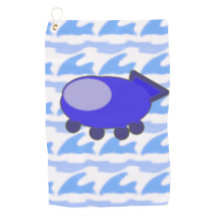 Toalla de golf Cute Blue Spaceship Waveworld Cloud