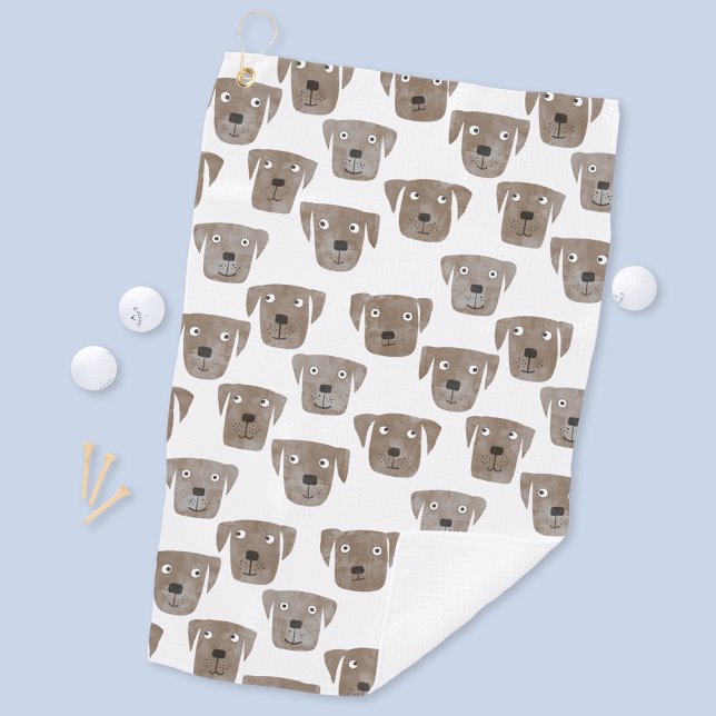 Toalla De Golf Cute chocolate Labrador recuperador de perro acuar (Fun Chocolate Labrador Retriever Dog pattern golf towel)