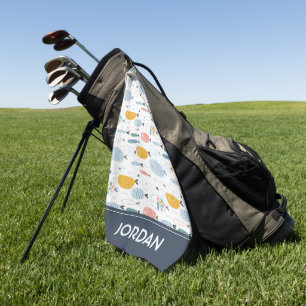 Toalla De Golf Cute Doodle School of Fish Pattern