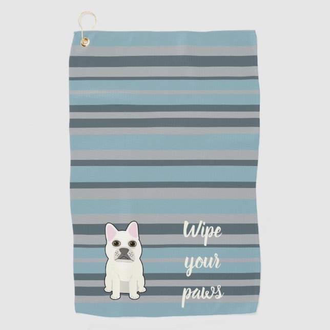Toalla De Golf Cute French Bulldog Blue Striped (Anverso)