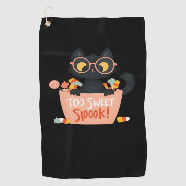 Toalla De Golf Cute gato negro Halloween Candy Too Sweok Spook -  (Anverso)