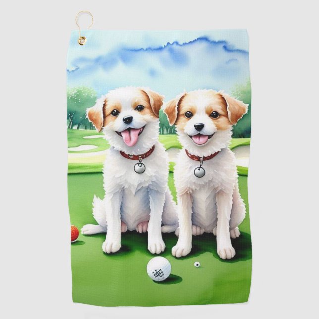 Toalla De Golf Cute Happy Dogs (Anverso)
