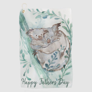 Toalla De Golf Cute Koala bebé abrazo acuarela Día del Padre Anim