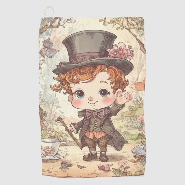 Toalla De Golf Cute Mad Hatter Whimsical Wonderland Woodland Art (Anverso)