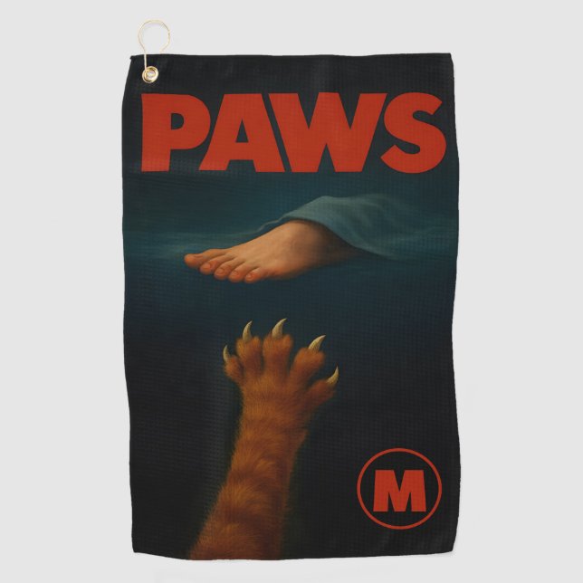 Toalla De Golf Cute Orange Tabby vs Human Foot Monogram (Anverso)