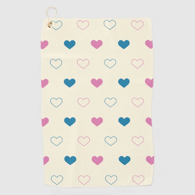 Toalla De Golf Cute Simple Heart Pattern azul rosa crema (Anverso)