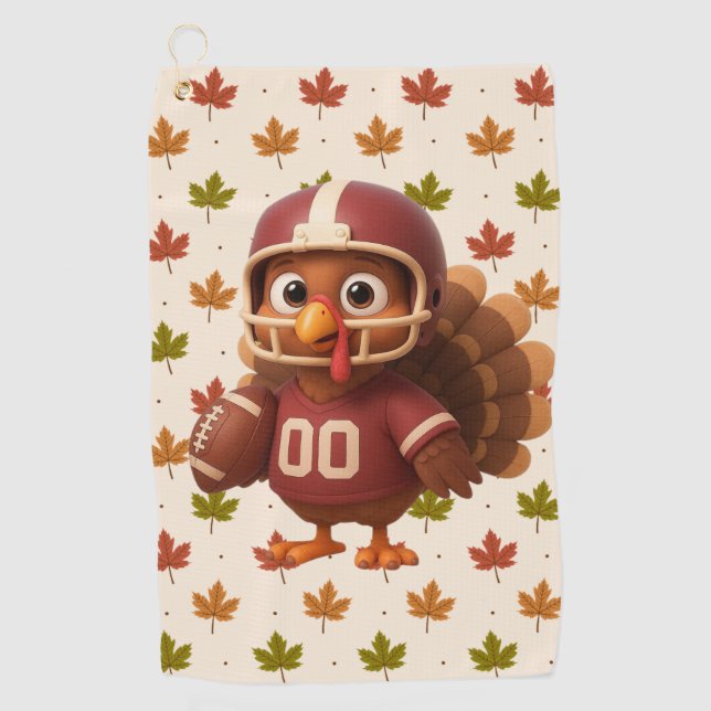 Toalla De Golf Cute Thanksgiving day football turkey (Anverso)