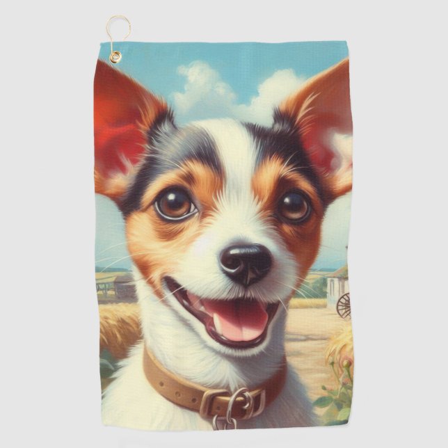 Toalla De Golf Cute Toy Fox Terrier Pintura (Anverso)