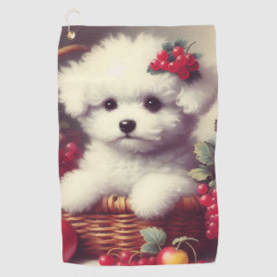 Toalla De Golf Cute vintage Bichon Frisé Pintura