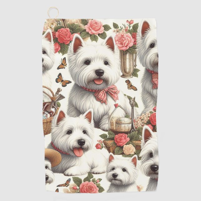 Toalla De Golf Cute West Highland White Terrier Seamless (Anverso)