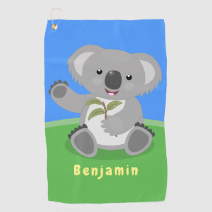 Toalla De Golf Cuto feliz koala saludando al ilustracion personal