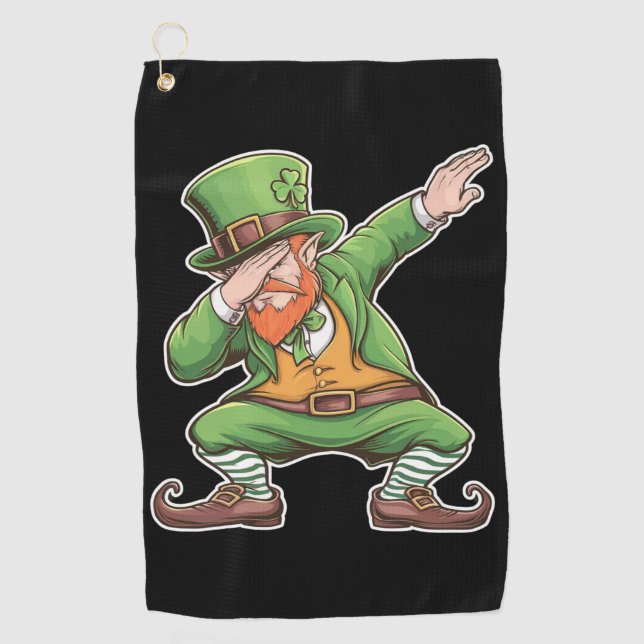 Toalla De Golf Dab Dabbing Leprechaun en verde (Anverso)
