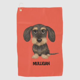 Toalla De Golf Dachshund con cable | Nombre personalizado de Cute