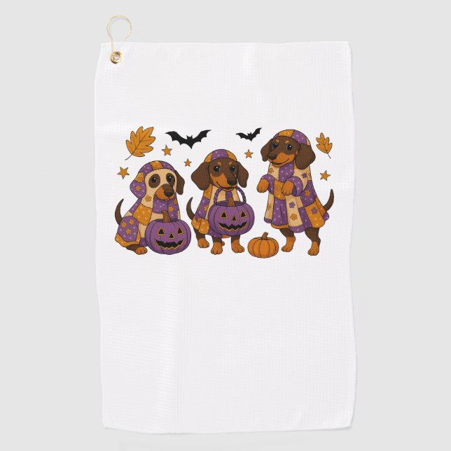 Toalla De Golf Dachshund Dog Ghost Halloween (Anverso)