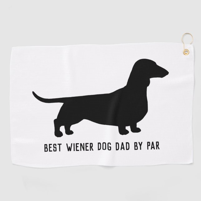 Toalla De Golf Dachshund Dog Silhouette Personalizado Textos (Horizontal)