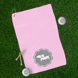 Toalla de golf Dachshund Pink Polka Dot para mamás