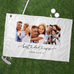 Toalla De Golf dad cute modern script multi photo gift<br><div class="desc">Dad cute modern script multi photo gift</div>