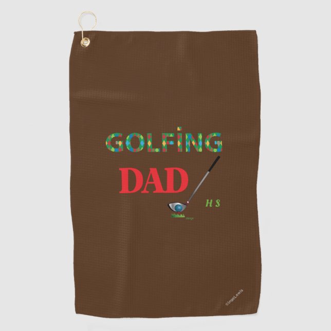 Toalla de golf DAD de GOLFING monogramado con club (Anverso)