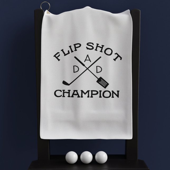 Toalla De Golf DAD Monograma Gracioso Flip Shot Campeón de golf T (Does your dad like to flip burgers after his time on the golf course? Add his initials)