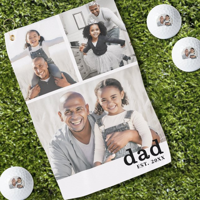 Toalla De Golf Dad Photo Father (Dad Photo Collage Father Golf Towel)