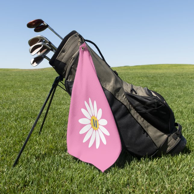 Toalla De Golf Daisy con rosa inicial (Verde)