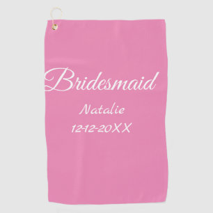 Toalla De Golf Dama de honor rosa minimalista simple texto nombre