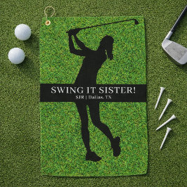 Toalla De Golf Dama Golfista Silueta de Golf Verde Monograma