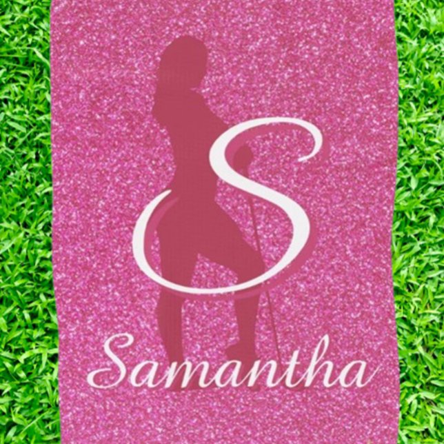 TOALLA DE GOLF DAMAS BRILLO ROSA (Elevate your golf game with our Ladies Pink Glitter Golf Towel! Perfect for the stylish golfer, this)