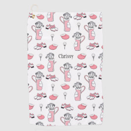 Toalla De Golf Damas personalizadas de golf rosa y blanco