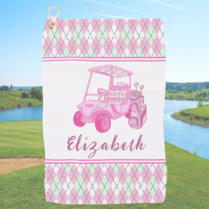 Toalla De Golf Damas personalizadas de un carrito de golf rosa di