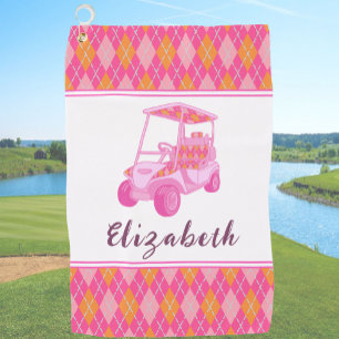 Toalla De Golf Damas personalizadas de un carrito de golf rosa di