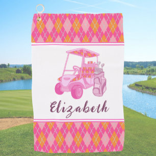 Toalla De Golf Damas personalizadas de un carrito de golf rosa di