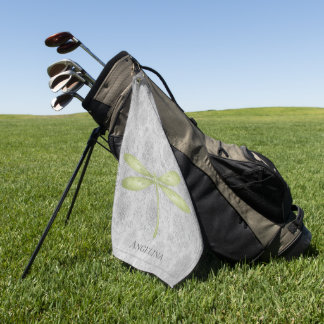 Toalla De Golf Damasco de la libélula verde